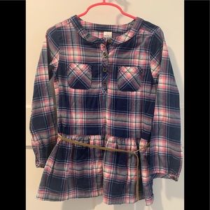 **Girls - Plaid Button Shirt with Ruffle Bottom!**